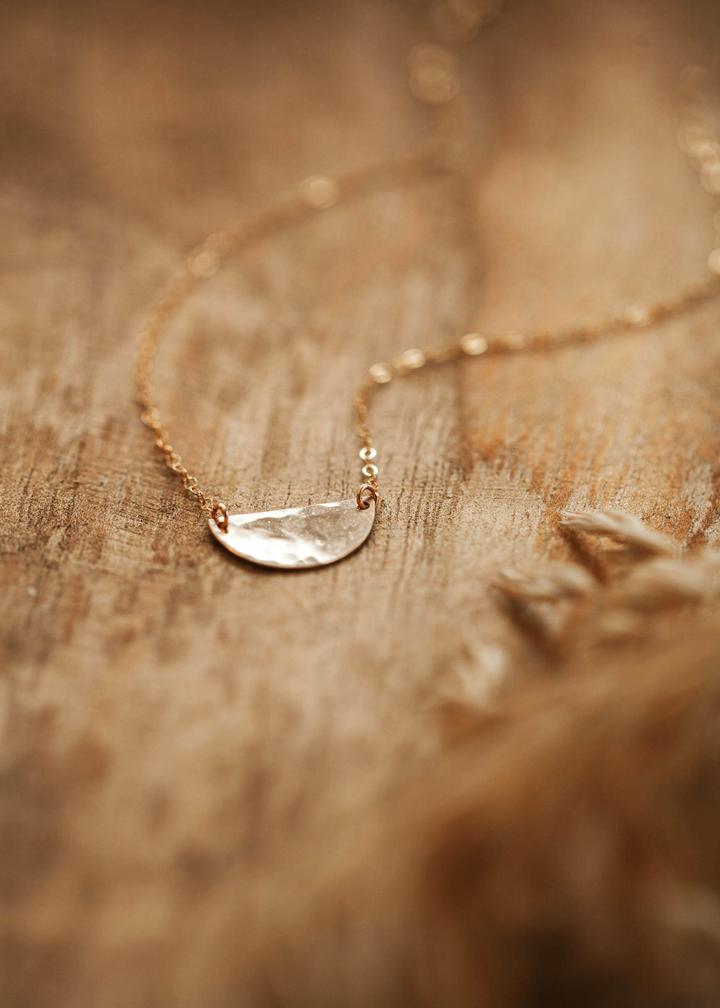 Hammered half moon on sale necklace