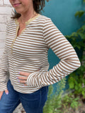 Striped Snow Washed Long Sleeve Henley