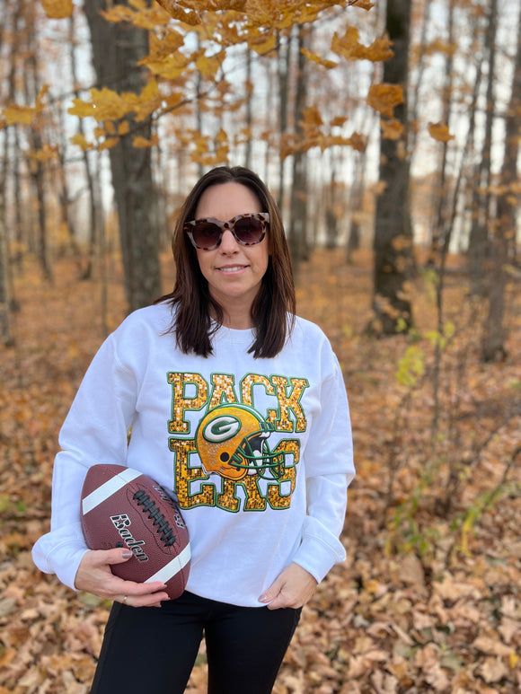 Green Bay Packer Faux Sequin Graphic Sweatshirt