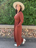 Button Up Long Sleeve Maxi Dress