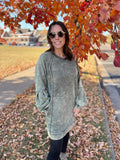 Mineral Washed Oversized Sweatshirt Mini Dress