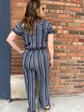 Tribal Stripe Cropped Jumpsuit