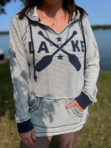 Lakegirl Lake Paddles Stripe Weekender Hoodie