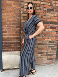 Tribal Stripe Cropped Jumpsuit