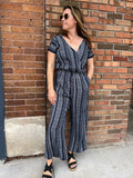 Tribal Stripe Cropped Jumpsuit