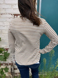 Striped Snow Washed Long Sleeve Henley