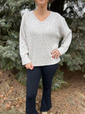 V Neck Cable Knit Sweater