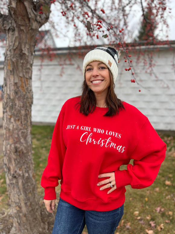 Just A Girl Who Loves Christmas Graphic Sweatshirt