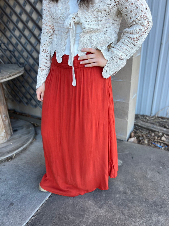 High Rised Smocked Waistband Maxi Skirt