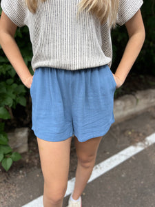 Linen Blend High Waist Shorts