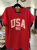 "USA" Ribbed Short Sleeve Graphic