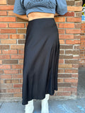 Solid Midi Satin Skirt