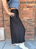 Solid Midi Satin Skirt