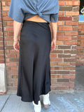 Solid Midi Satin Skirt