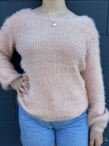 Twist Back Bubble Sleeve Sweater