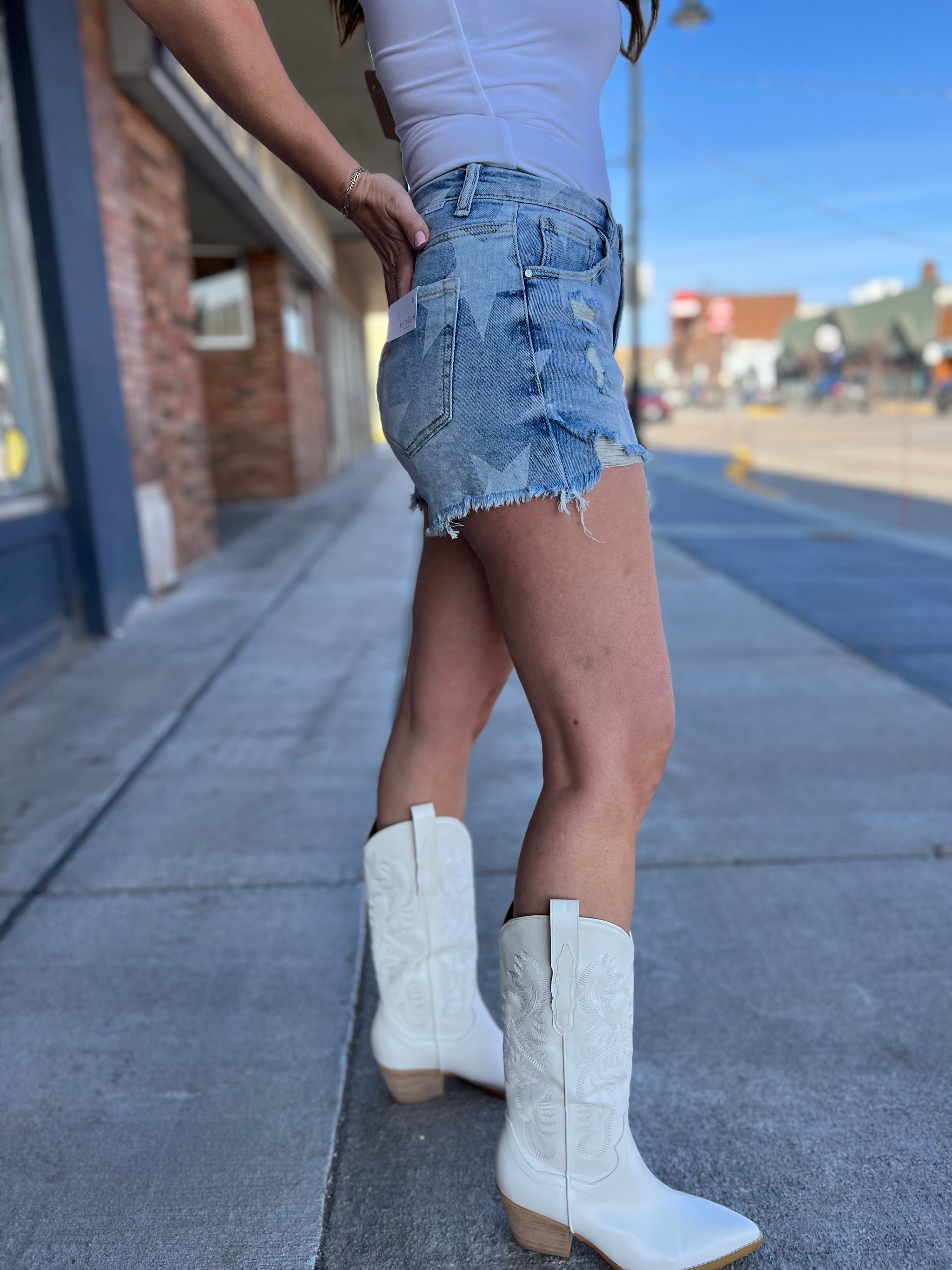 Risen Faded Glory Star Denim Shorts Two Sisters Boutique
