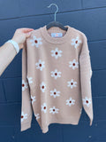 Kid's Beige Flower Crew Neck