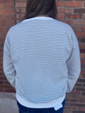 Fleece Striped Pullover With Button Detail