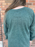 Split Neck Long Sleeve Raglan Knit Top