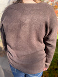 Solid V Neck Drop Shoulder Sweater