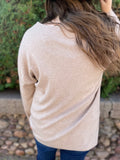 Solid V Neck Front Seam Knit Long Sleeve