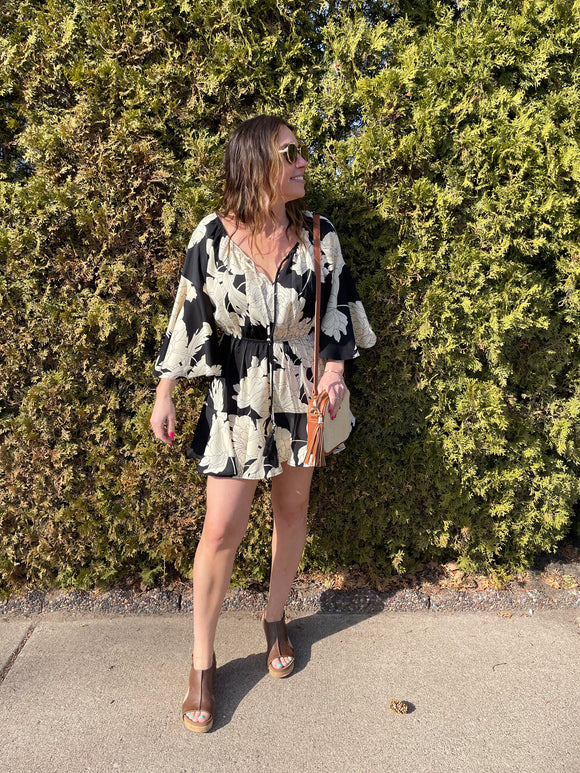 Floral Print Off The Shoulder Romper