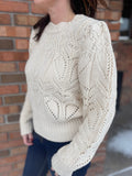 Detailed Neckline Open Knit Sweater