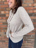 Textured Heather Sweater W/ Ribbing Detail