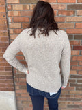 Textured Heather Sweater W/ Ribbing Detail