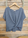 V Neck Bottom Twist Texture Knit top