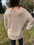 Open Shoulder Loose Fit Pullover Sweater