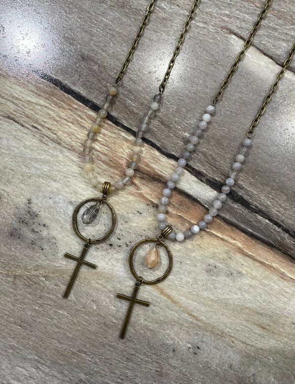 Gianna Crystal & Cross Necklace