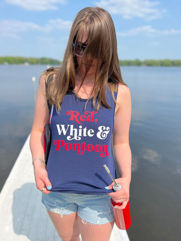 Graphic Red White and Pontoon Tank