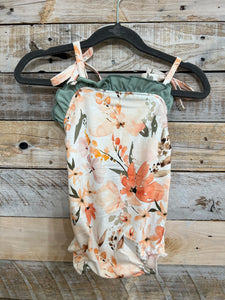 Coral Floral Print Strap Bubble