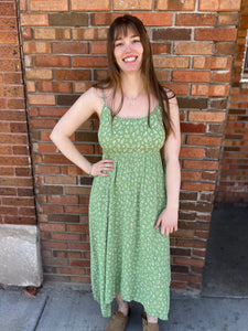 Spaghetti Strap Hanky Hem Maxi Dress