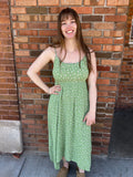 Spaghetti Strap Hanky Hem Maxi Dress