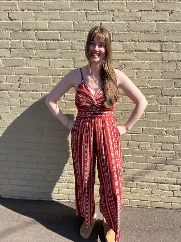 Twist Front Spaghetti Strap Jumpsuit