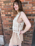 Side Self Tie Crochet Vest