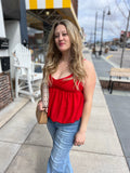 Spaghetti Strap Bubble Hem Top