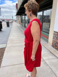 Boat Neck Sleeveless Front Tie Dress