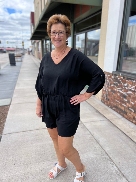 V Neck Romper With Pockets
