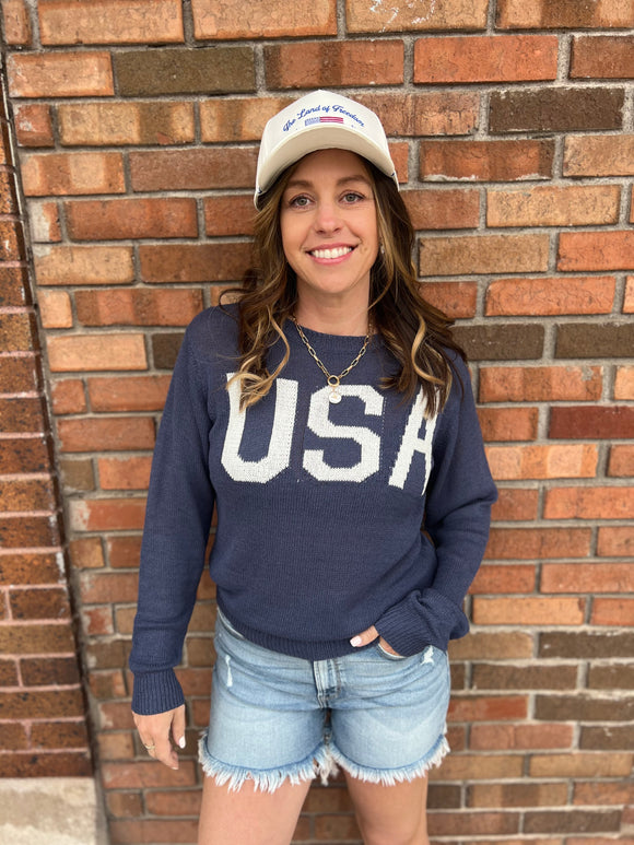 USA Round Neck Long Sleeve Sweater