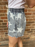 Mineral Washed Star Printed Shorts