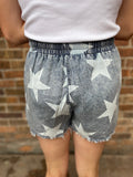 Mineral Washed Star Printed Shorts