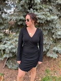 Sparkle Long Sleeve Wrap Dress