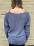 Open Shoulder Loose Fit Pullover Sweater