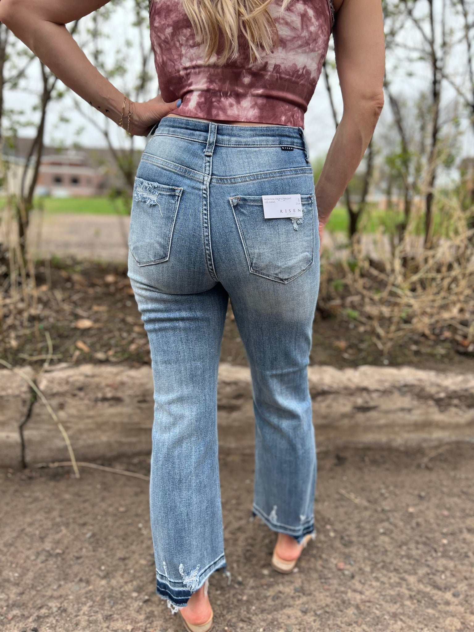 Risen High Rise Crop Straight Leg Shark Bite Jeans – Two Sisters Boutique