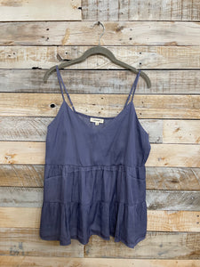 Tiered Adjustable Strap V-Neck Tank Top