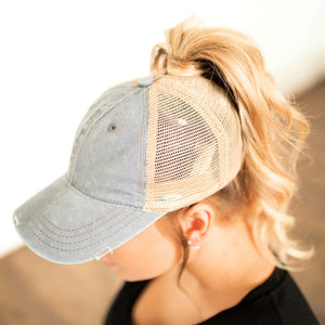 Distressed Ponytail Hat